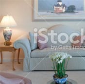 American Lutheran Home-Mondovi, Nursing Home in Mondovi, WI — Cozy living room with floral decor and soft lighting