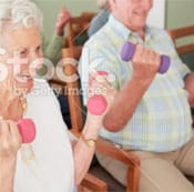 American Lutheran Home-Mondovi, Nursing Home in Mondovi, WI — Seniors exercising with dumbbells in a communal room