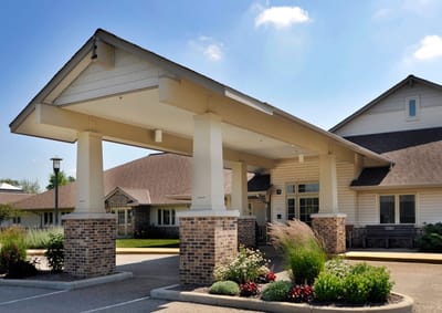 Front entrance of a senior living facility