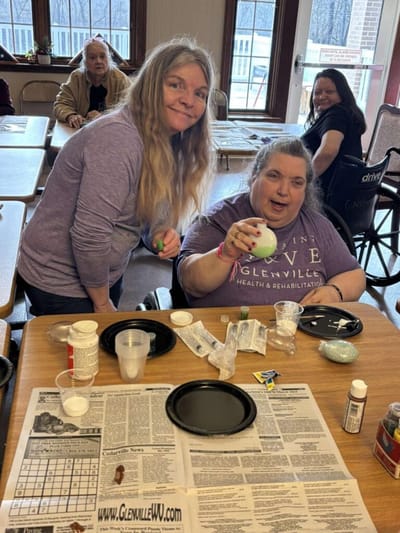 Residents participating in an arts and crafts activity