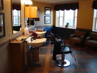 Interior view of a salon area in the facility