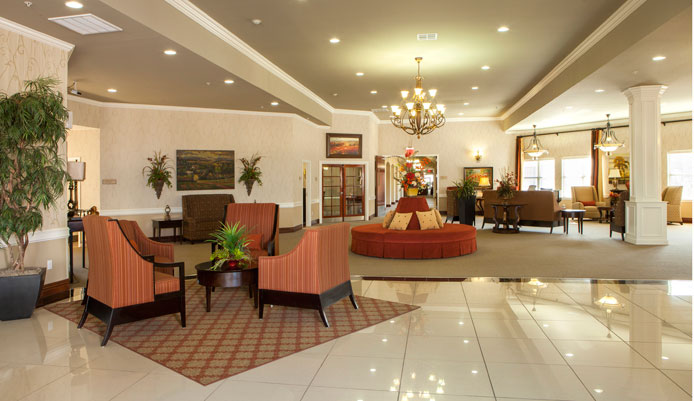 Bright and welcoming lobby area with seating