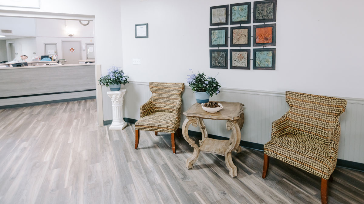 Interior space with seating in a communal area