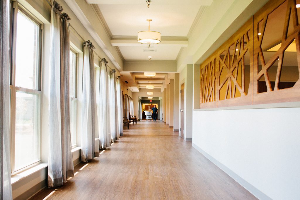 Bright interior hallway with natural lighting