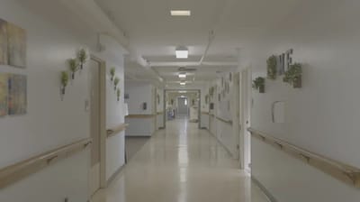 Brightly lit hallway with decorative elements