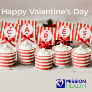 Fort Valley Health and Rehab, Nursing Home in Fort Valley, GA — Valentine's Day cupcakes with decorative signs and frosting