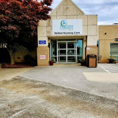 Exterior view of Parkside Skilled Nursing Care entrance