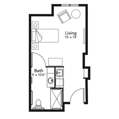 Architectural floor plan of a resident unit