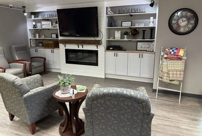 Cozy lounge area with comfortable seating and decor