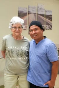 Mason Health Care Center, Nursing Home in Warsaw, IN — Senior resident and staff member posing together
