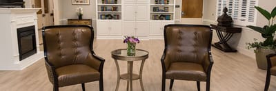 Seating area in a bright interior common space