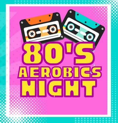 Colorful graphic promoting an aerobics event