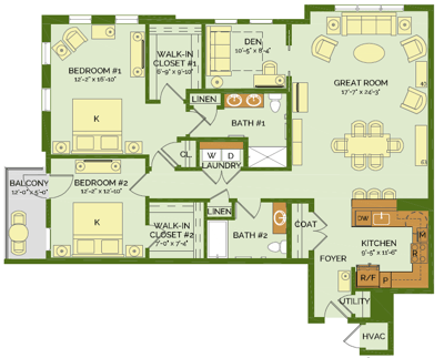 Architectural floor plan of a resident unit