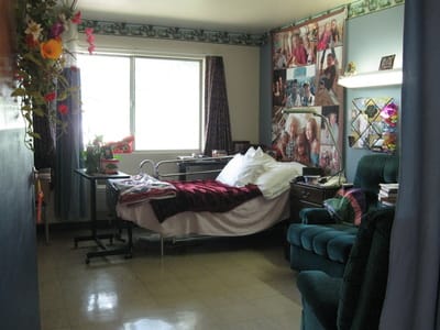 Cozy resident room with personal touches and decorations