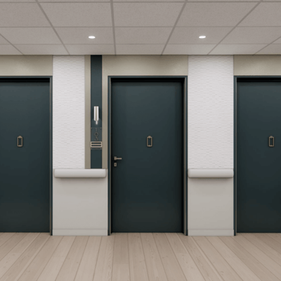 Interior hallway with elevator doors