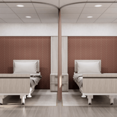 Interior view of a shared resident room with two beds