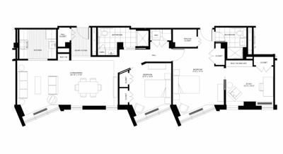 Architectural floor plan of a residence