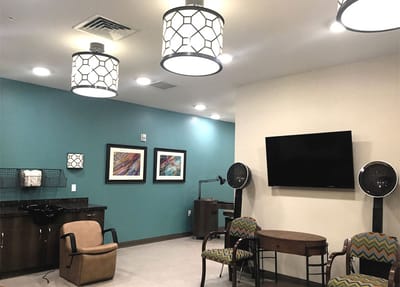 Interior view of a relaxation area with modern furnishings