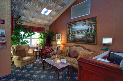 Cozy common area with seating and decorations