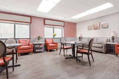 Bright, inviting common area with comfortable seating