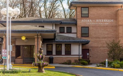 Exterior view of a senior living facility with entryway