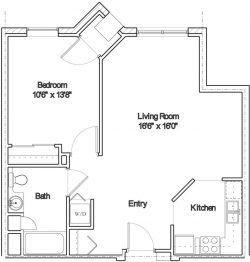 Architectural floor plan of a living unit