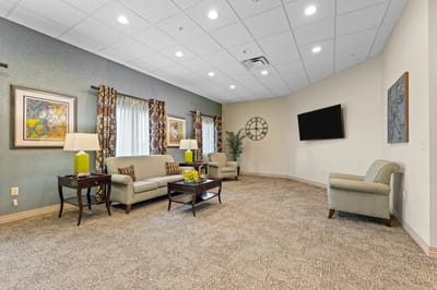 Common area with comfortable seating and artwork