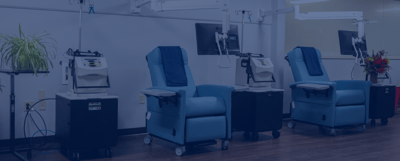 Interior healthcare seating area with treatment chairs