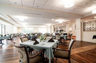 Elegant dining room with neatly arranged tables
