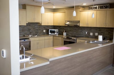 Modern kitchen in a senior living facility