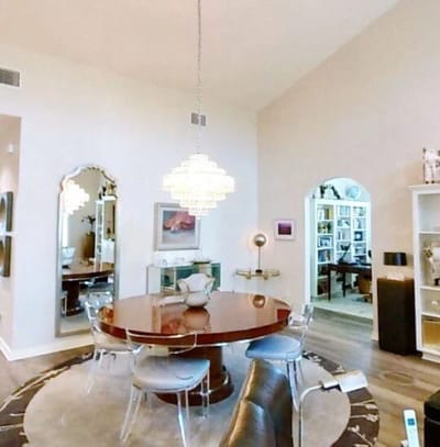 Interior dining area with round table and modern decor