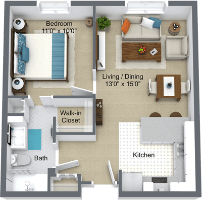 Architectural floor plan of a living space