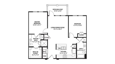 Architectural floor plan of a residence layout