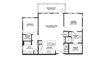 Architectural floor plan of a residence layout