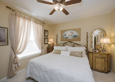 Cozy interior of a resident's bedroom with elegant decor