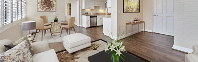 Bright living area with modern furnishings and decor