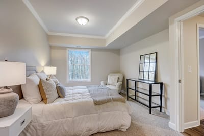 Cozy interior view of a private resident room