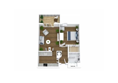 Floor plan of a one-bedroom apartment