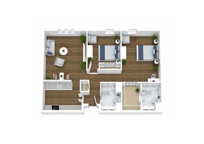 Architectural floor plan of a resident unit