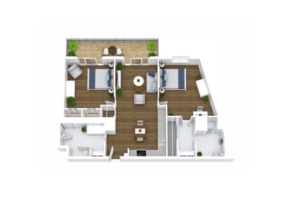 Floor plan of a senior living unit