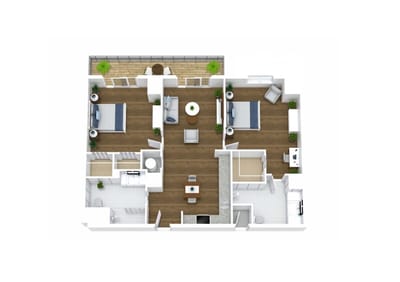 Architectural floor plan of a resident unit layout