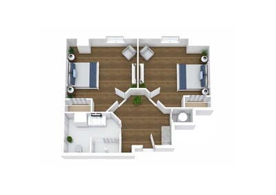 Floor plan of a shared resident room layout