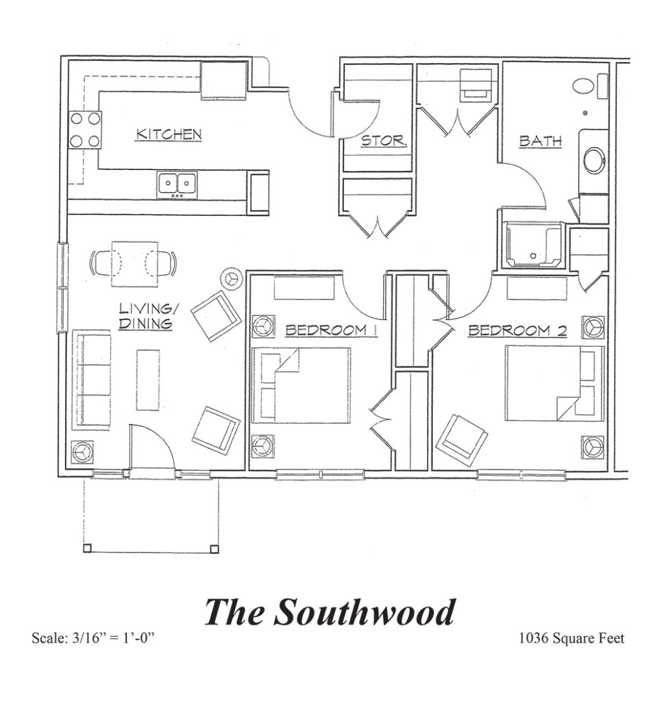 Architectural floor plan of The Southwood layout