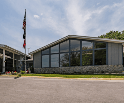 Exterior view of the assisted living facility building