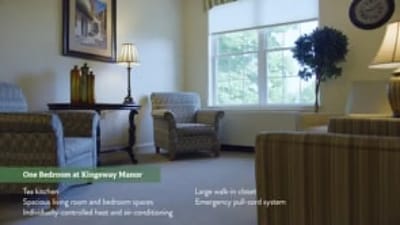 Spacious living area in a senior living apartment