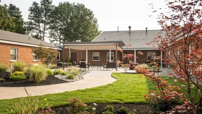 Beautiful garden area with seating and landscaping