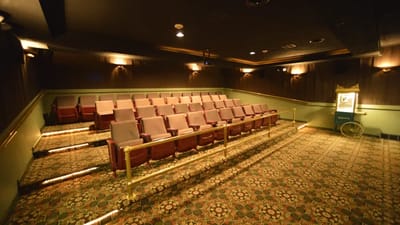 Interior view of a theater room with seating