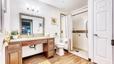 Bright and clean interior bathroom