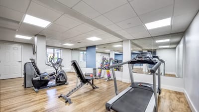 Interior view of a fitness room with equipment