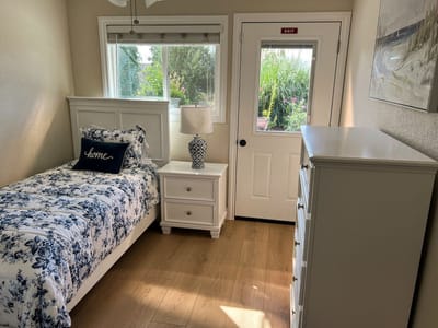 Cozy private bedroom in an assisted living facility